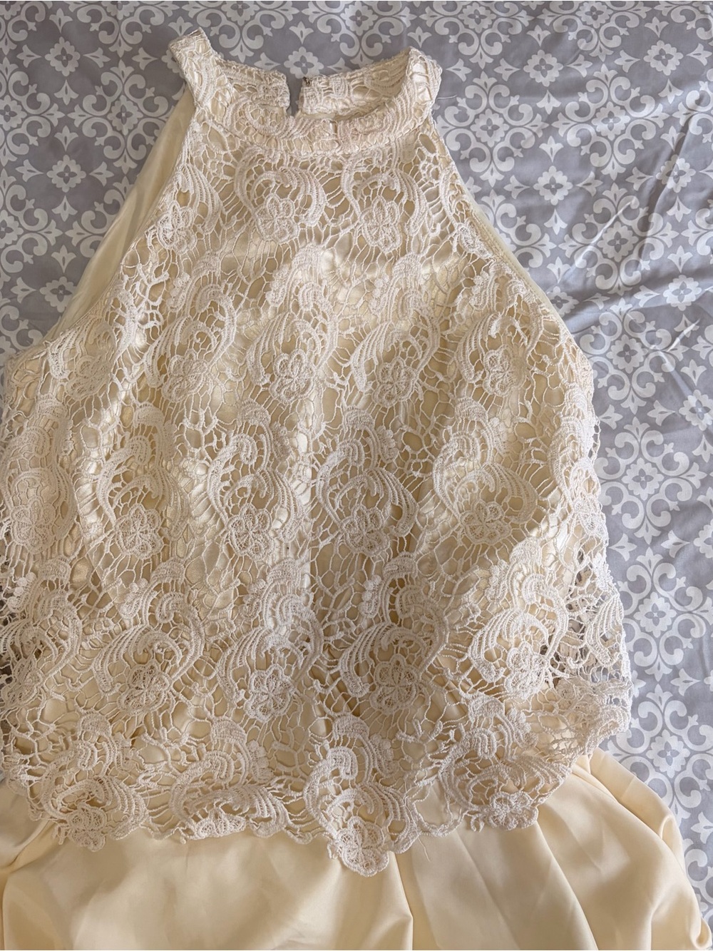 Ivory Lace Bodice Evening Dress - Picture 2 of 4